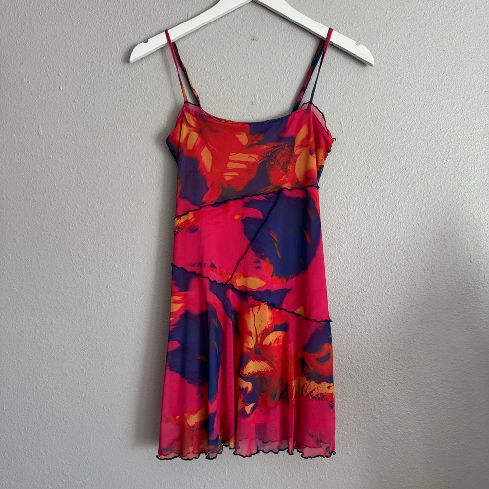Urban Outfitters Abstract Mesh Micro‎ Mini Dress / Y2K Tunic Top XS